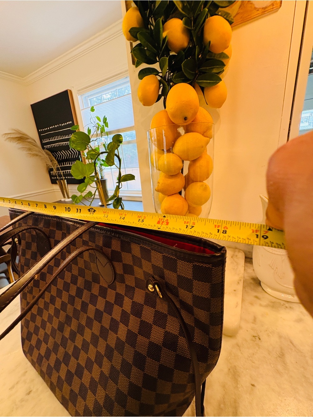 Fashion Brown Checkered Tote Bag - Classic Pattern - Picture 8 of 8